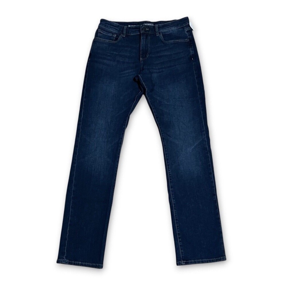 New DL1961 Russell Slim Straight Dark Wash Stretch Denim Blue Jeans 32x34 Hectic